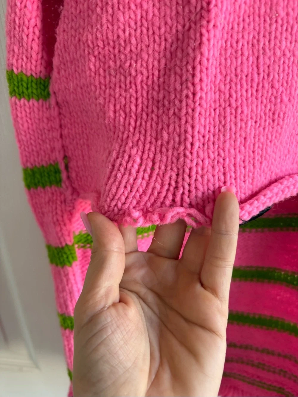 Chilly Dog Bright Pink Green Wool Large Dog Sweater Dress Skirt Floral Warm Cute